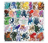 The Octopus Sticker for Laptop (50 Pieces), Gift for Children, Teenagers, Adults, Octopus Waterproof Vinyl Stickers for Car, Motorcycles, Bicycle, Luggage, Scrapbooking, Skateboard, Guitar