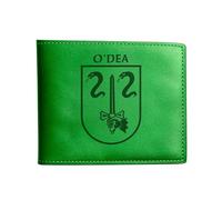 The O'Dea Irish Family Crest Coat of Arms Green Pu Leather Wallet Personalised Laser Engraved Bifold