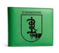 The O'Donnovan Irish Family Crest Coat of Arms Green Pu Leather Wallet Personalised Laser Engraved Bifold