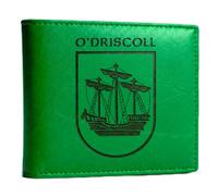 The O'Driscoll Irish Family Crest Coat of Arms Green Pu Leather Wallet Personalised Laser Engraved Bifold