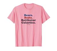 The Office Bears. Beets. Battlestar Galactica T-Shirt, Men, Pink, Medium