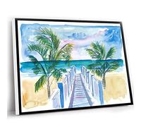 The Office Decor For Women,Bathroom Farmhouse Decor,Caribbean Beach Walk Through Palms Into The Blue Painting Wall Decoration Edition Fine Art Print,Scenic Wall Art,12x16 Inch UnFramed Wall Art
