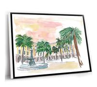 The Office Decor For Women,Farmhouse Decor For Bedroom,Barcelona Placa Reial In The Sun Wall Decoration Edition Fine Art Print Watercolor Prints Painting,Modern Wall Art,12x16 Inch UnFramed Wall Art