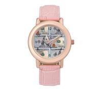 The Official $100 Dollar Bill Wrist Watches for Women Men Quartz Stainless Steel Watch Easy to Read