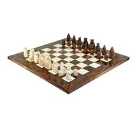 The Official Isle of Lewis Italian Dark Walnut Burl Luxury Chess Set - Now with 4 Queens - Includes 23.6 inch Italian Chessboard