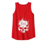 The Offspring Official White Skull Logo Tank Top, Women, Red, Medium