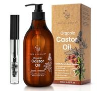 THE OGANICS® Castor Oil Organic 500ml, Cold Pressed - Hair Growth Oil, Lash Serum, Beard Oil - Vegan and Hexane Free Organic Castor Oil for Eyelashes, Eyebrow, Nails & Skin - Pump + Mascara Kit