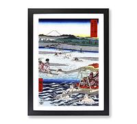 The Oi River Between Suruga And Totomi Provinces By Utagawa Hiroshige Asian Japanese Framed Print | A4 Black Framed Wall Art | Ready to Hang | Asian Landscape Picture | Living Room Lounge Office