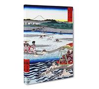 The Oi River Between Suruga And Totomi Provinces By Utagawa Hiroshige Canvas Print | Gallery Wrapped 30mm Frame Wall Art | 20x14 inches | Ready to Hang | Asian Landscape Picture | Living Room Lounge