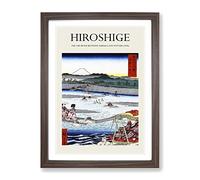 The Oi River Between Suruga And Totomi Provinces By Utagawa Hiroshige Exhibition Museum Asian Japanese Framed Wall Art Print, Ready to Hang Picture for Living Room Home Décor, Walnut A4 (34 x 25 cm)