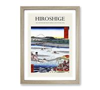 The Oi River Between Suruga And Totomi Provinces By Utagawa Hiroshige Exhibition Museum Asian Japanese Framed Wall Art Print, Ready to Hang Picture for Living Room Home Décor, Oak A4 (34 x 25 cm)
