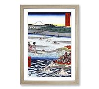 The Oi River Between Suruga and Totomi Provinces by Utagawa Hiroshige Framed Print | A2 Oak Framed Wall Art | Ready to Hang | Asian Landscape Picture | Living Room Bedroom Lounge Office