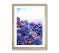 The Oia Santorini Skyline In Greece In Abstract Modern Framed Print | A2 Oak Framed Wall Art | Ready to Hang | Abstract Cityscape Picture | Living Room Bedroom Lounge Office