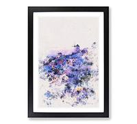 The Oia Santorini Skyline in Greece Watercolour Framed Print | A2 Black Framed Wall Art | Ready to Hang | Modern Cityscape Picture | Living Room Bedroom Lounge Office