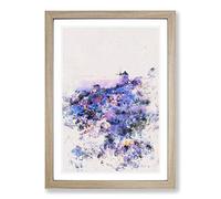 The Oia Santorini Skyline in Greece Watercolour Framed Print | A2 Oak Framed Wall Art | Ready to Hang | Modern Cityscape Picture | Living Room Bedroom Lounge Office