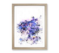 The Oia Santorini Skyline In Greece Watercolour Modern Framed Wall Art Print, Ready to Hang Picture for Living Room Bedroom Home Office Décor, Oak A4 (34 x 25 cm)