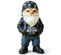 The Old Bastard Club Gnome, Funny Middle Finger Gnome Figurine, Sarcastic Gnomes Desk Decor Statue,Motorcycle Gnomes Statue,for Men's Garage, Office Decor (#C)
