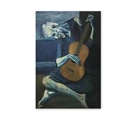 The old blind guitarist by Pablo Picasso Canvas Wall Art Famous Paintings Print on Canvas Reproduction Fine Art Oil Paintings Landscape Picture For Living Room Decor 30x45cm(12x18in)Frameless