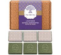 The Old City Lavender Olive Oil Soap Bars, 6 x 100g | Soft Floral Herbal Scent, Handcrafted with Laurel Oil, Vegan Luxury Bar, For Face, Body and Hair, Gift Set