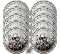 The Old F*cker Achievement Coin, Funny Skeleton Whiskey Challenge Coin, Still Standing Commemorative Coin with Skull Design, Certified Badass Token Gift for Friend (10PCS)