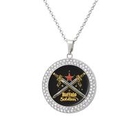 The Old Glory USA Flag Round Pendant Necklaces for Women Alloy Rhinestone Jewelry Custom Picture Necklace