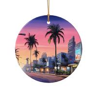 The Old Hollywood Christmas Tree Ceramic Ornaments Pendants, 9cm Round Xmas Ornaments for Novel 1 Piece