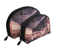 The Old Hollywood Portable Shell Cosmetic Bag Set - Travel Makeup Organiser with Zipper & Inner Compartments