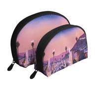 The Old Hollywood Portable Shell Cosmetic Bag Set - Travel Makeup Organiser with Zipper & Inner Compartments