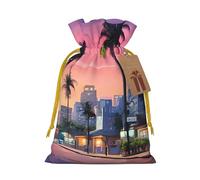 The Old Hollywood Print Christmas Burlap Drawstring Gift Bags Reusable Gift Bags, Holiday Packaging With Rustic Charm