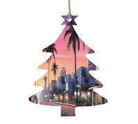 The Old Hollywood -Print Christmas Wooden Ornaments 2PCS- Handmade Eco-Friendly Hanging Decor For Tree Gifts Holiday Festivities.