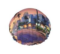 The Old Hollywood -Print Extra Large Waterproof Shower Cap-Double Layer Protection For Long/Curly Hair - Reusable & Travel Friendly.