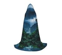 The Old Hollywood Print Hooded Cloak Cape Halloween Witch Costume For Men And Women Cosplay Costumes