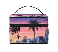 The Old Hollywood -Print Waterproof Large Cosmetic Bag for Travel & Gym, Makeup Organizer with 4 Elastic Straps & Compartments,Premium Twill Fabric.