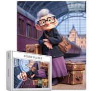 The Old Lady at The Station 1000 Piece Jigsaw Puzzles for Adults Platform Background Art Jigsaw Challenging Family Activity Games Colorful DIY Craft Puzzle for Home Decor Gifts 50×70cm