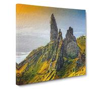 The Old Man of Storr in the Isle of Skye Scotland Canvas Print | Gallery Wrapped 30mm Frame Wall Art | 20x20 inches | Ready to Hang | Modern People Picture | Living Room Bedroom Lounge Office