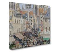 The Old Market at Rouen by Camille Pissarro Classic Painting Canvas Wall Art Print Ready to Hang, Framed Picture for Living Room Bedroom Home Office Décor, 14x14 Inch (35x35 cm)