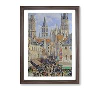 The Old Market At Rouen By Camille Pissarro Classic Painting Framed Print | A4 Walnut Framed Wall Art | Ready to Hang | Classic Historical Picture | Living Room Bedroom Lounge Office