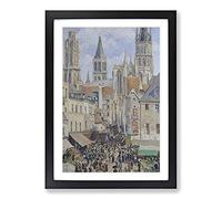 The Old Market at Rouen by Camille Pissarro Framed Print | A2 Black Framed Wall Art | Ready to Hang | Modern Nature Picture | Living Room Bedroom Lounge Office