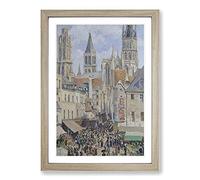 The Old Market at Rouen by Camille Pissarro Framed Print | A2 Oak Framed Wall Art | Ready to Hang | Modern Nature Picture | Living Room Bedroom Lounge Office