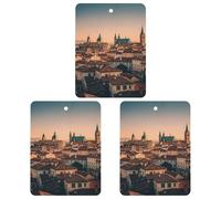 The Old Town at Sunset Car Air Freshener, 3 Pcs Square Hanging Air Freshener Cards, Long Lasting Fragrance Scented Cards for Car, Home, Office Gray-style