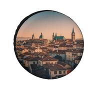 The Old Town at Sunset Spare Tire Cover, 32inch Oxford Wheel Protector Travel Accessories, Waterproof Dustproof Wheel Tire Covers for RV Jeep SUV Camper Truck