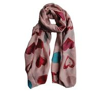 The Olive House® Womens Artistic Heart Print Scarf Pink