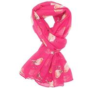 The Olive House® Womens Christmas Winter Robin Bird Scarf Cerise Pink