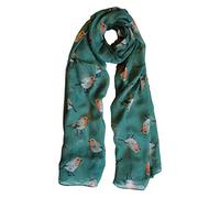 The Olive House® Womens Christmas Winter Robin Bird Scarf Green