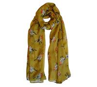 The Olive House® Womens Christmas Winter Robin Bird Scarf Mustard