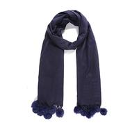 The Olive House® Womens Faux Fur Pom Pom Scarf Navy Blue