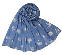 The Olive House® Womens Silver Mulberry Tree Design Scarf Denim Blue