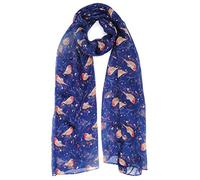 The Olive House® Womens Winter Christmas Robin Bird Scarf Blue