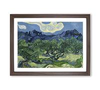The Olive Trees By Vincent Van Gogh Classic Painting Framed Wall Art Print, Ready to Hang Picture for Living Room Bedroom Home Office Décor, Walnut A3 (46 x 34 cm)