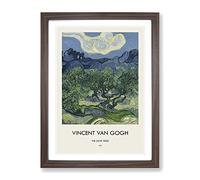 The Olive Trees By Vincent Van Gogh Exhibition Museum Painting Framed Print | A4 Walnut Framed Wall Art | Ready to Hang | Modern Floral Picture | Living Room Bedroom Lounge Office